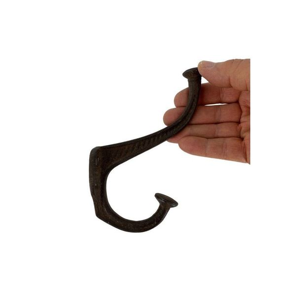 Wall Mount Coat Hook Rusty Forged Iron 5.5" high Heavy Duty 3718 - Picture 6 of 7